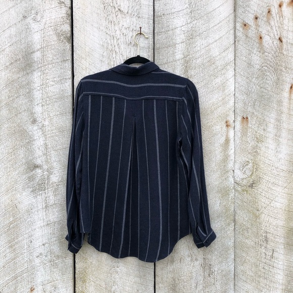 Cloth & Stone | dark blue striped button down top - Picture 2 of 5